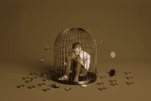 man in a cage